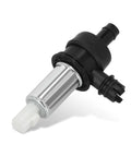 Vapor Canister Vent Solenoid Valve 911-104 Direct Fit OEM Replacement For Ford models 1997-2004, side view of metal and plastic valve.