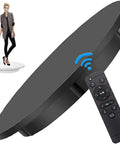 Slick Black Electric Turntable Motorized Rotating Display Stand With Remote Control for showcasing small items and 3D scanning.