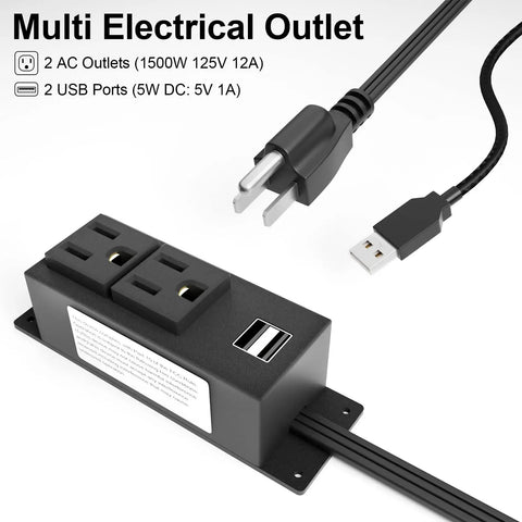 Power Outlet Kit For Gun Safe With 2 AC Outlets And 2 USB Ports 6 Point 9 Foot Removable Cables With Quick Connector Plug And Play