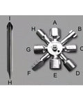 All In One 10 In 1 Carbon Steel Portable Screwdriver And Wrench Kit for control cabinets and valves, star-shaped layout showing tools.