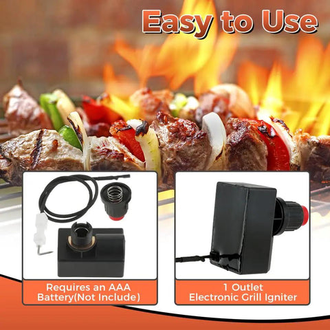 Push Button Ignition Kit For Fire Pit Grill And Gas Burner Spark Generator With Fifteen Point Seven Five Inch Electrode Cable For Outdoor BBQ Patio Heater Battery Powered AAA No Hassle Install