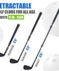 Retractable Metal Shaft Golf Chip Club with Durable ABS Head, adjustable 17-35 in, suitable for toddler, junior, and adult players