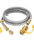 Six Foot 0.5 Inch Inner Diameter Natural Gas Hose With Quick Connect Fitting Low Pressure Ready Conversion Kit For Gas Grills Generators Patio Heaters And More, coiled with connectors