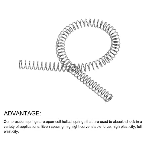 Stainless steel coil spring, silver tone, open-coil design, single spring