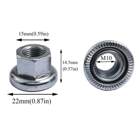 M10 Bike Wheel Axle Nut Set Of 4 Silver Durable Alloy Steel Rust Resistant With Neat Threads For Mountain Road And City Bikes