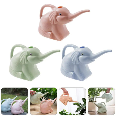Set of 3 Animal Shaped Watering Cans With Long Nose Spout And Ergonomic Handle For Indoor And Outdoor Plant Care Refillable Eco Friendly Garden Tools In Assorted Green Pink Blue, elephant set