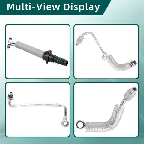 Turbo Coolant Return Hose Line Kit For GM 1.4L Turbo Oil Return Drain And Oil Feed Pipe 4 Piece Set multi-view display