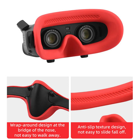 Red Sweat Proof Silicone Eye Pad For DJI Avata Goggles 2 with anti-slip texture and wrap-around nose design