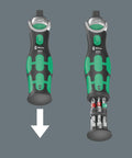 Zyklop Pocket Ratchet Set Imperial 1 With Integrated Bit Magazine, 13-Piece Kit shown closed and open to reveal bits
