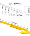 Beat Down Tough 11000 Lb Forklift Jib Boom Crane Telescopic Lifting Hoist Attachment with detailed measurements.