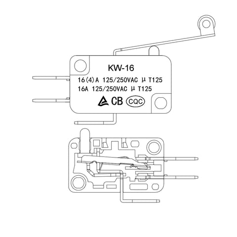Diagram of Micro Limit Switch V 156 1C25 SPDT Snap Action Momentary Roller Lever Arm 10 Pack