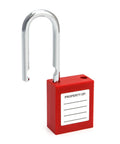 Red Lockout Tagout Safety Padlock Set Two Pack With Four Keys One Employee One Lock One Key Compliance Non Conductive Thermoplastic Construction Writable Label For Simple Tagout Safety, front view