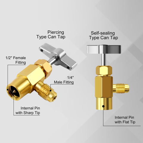 Piercing and self-sealing can taps for 3 Way Car HVAC Manifold Gauge Set With Hoses And Quick Coupler Adapter For R134a R404a