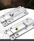 Top Shelf Stainless Steel Gate Latch With Automatic Spring Mechanism showing two heavy duty latches for secure yard access.