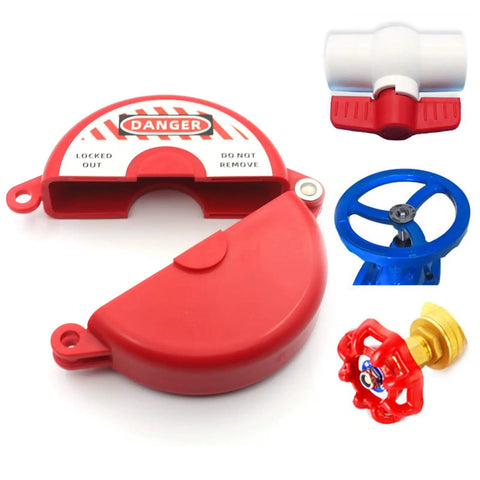 Beefy Gate Valve Lockout Device for Industrial Valves 1 to 2.5 Inch Handles, red lockout and tagout kit, heavy-duty ABS plastic