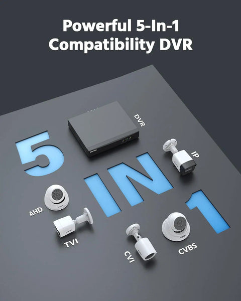 5-in-1 compatibility DVR with cameras for 8 Channel Wired Outdoor Security Camera System With AI Human And Vehicle Detection