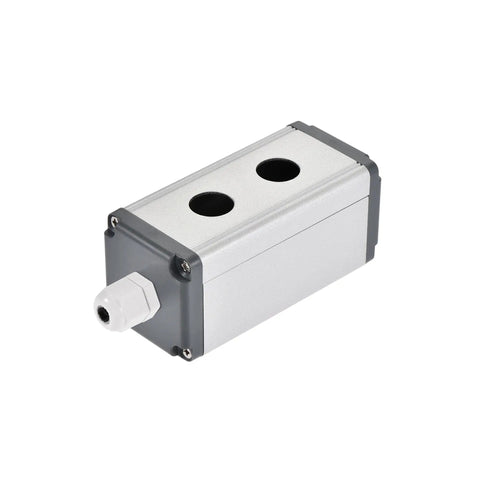 Dual Hole 16mm Aluminum Push Button Station Box With PG7 Cable Gland Heavy Duty Enclosure for DIY electrical projects with two holes.