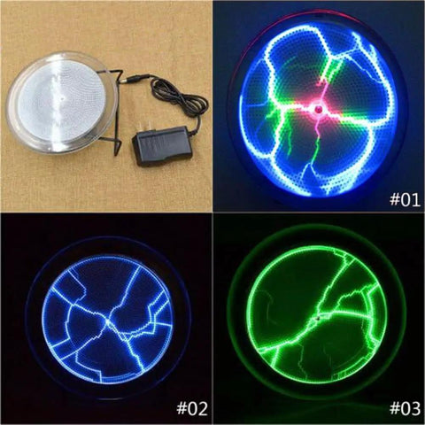 4 views of a 6 Inch Plasma Disk Light Show For Parties And Home Decor Multicolor Plasma Plate That Responds To Music Or Touch