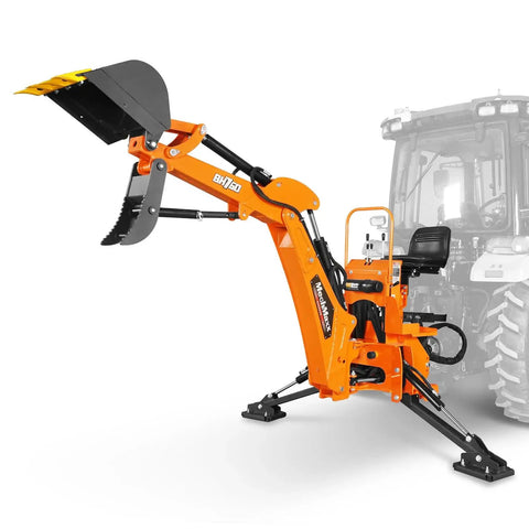 Eight Foot Digging Depth Tractor Backhoe Attachment Heavy Duty With Mechanical Thumb 15 Inch Bucket Self Contained Hydraulic System