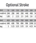 Table showing optional stroke lengths for Ball Screw Driven Linear Actuator With Guide Rail Translation Stages For Motorized XY Table High Precision Motion System Low Noise Operation Beefy Load Capacity And Flexible XYZ Multi Axis Configuration.