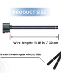 Three Pin Harness Side Connector Pigtail for Transmission Line Pressure Sensor with 11.8 in wire, showing product size.