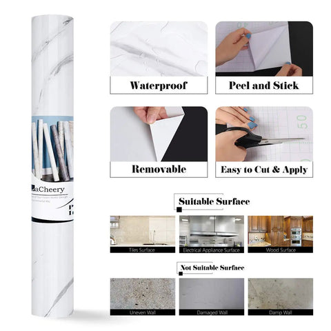 Grey White Marble No Fuss Easy Peel And Stick Contact Paper For Countertops And Backsplash Waterproof And Heat Resistant Vinyl