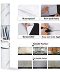 Marble Look Countertop Contact Paper Peel And Stick Vinyl Roll 36 Inch Wide Waterproof Wallpaper for various surfaces.
