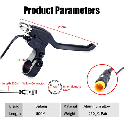 Mechanical Brake Levers For Electric Bikes Pair Front And Rear Ebike Conversion Kit With Power Cutoff on black background