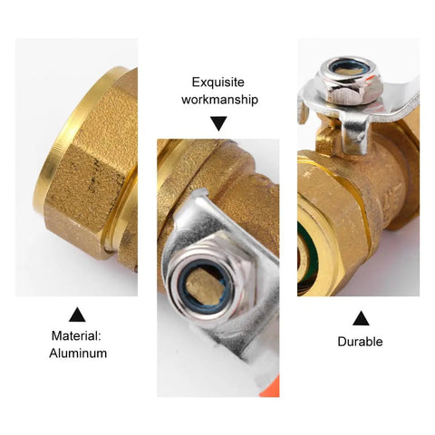 Close-up of Heavy Duty Brass Ball Valve For Water Heater Inlet Pipe With Reliable Barb Hose Fitting showcases durable craftsmanship.