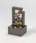 Small Desktop Waterfall Fountain 9.65 Inches For Desk Zen Vibes And Relaxation, 3 tier stone water feature with natural stones