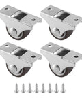 4 Piece Mini Casters 25Mm Furniture Wheels Heavy Duty Roller Replacement Hardware For Cabinets Desks And Storage Carts with mounting screws.
