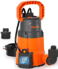 Go-To 1/3 HP Submersible Utility Pump With Auto Water Sensor and 2790 GPH High Flow, Portable Sump Drain for Flooded Basements, Yards, Hot Tubs, Ponds and Garden Draining, Dual Auto and Manual Modes.