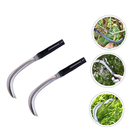 Beast Steel Reaping Hook For Gardening 2-Piece Set With Ergonomic Handle and Random Hole Design for Mowing Harvesting Weeding