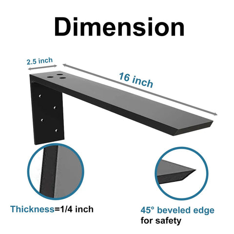 Beefy Heavy Duty Countertop Support Brackets Pack Of 2 For Granite Quartz Wood Laminate Countertops Hidden Forward L Shelf Brackets 16 inch dimensions