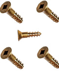 Rock Solid Silicon Bronze Square Drive Flat Head Wood Screws Heavy Duty 250 Pack arranged with flat and screw sides visible.