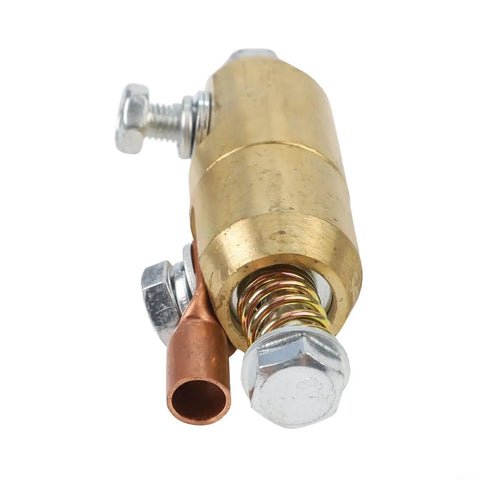 Heavy Duty 360 Degree Rotating Brass Welding Ground Clamp For Fast Soldering And Zero Wire Tangles With Solid Earth Connector Gear close-up view.