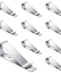 Stainless Steel Garage Door Opener Clip For Visor 10 Pack, Durable Remote Visor Clips Bulk Set laid out on white background