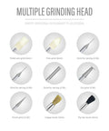Multiple grinding heads for Handheld Electric Screw Extraction Pen And Mini Grinder, featuring various sizes and uses.