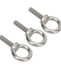 Beefy Stainless Steel Eye Bolts Set For RV And Boat, Heavy Duty Hanger Kit With Washer And Nylon Nut, Easy To Use Lifting Or Hanging Hardware, M10 Size, Ideal For Construction, Vehicles, And Marine Gear, three stainless steel eye bolts