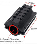 Tactical Shotgun Barrel Mount Clamp System, Five Slot, 2-Piece Design, Fits.75 to 1.1 Inch Barrels, Lightweight Aluminum With Matte Black Finish