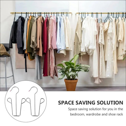 Heavy Duty Stainless Steel Hanging Shoe Rack With Double Nonslip Hooks To Keep Your Kicks Secure And Tidy, used for organizing clothes.