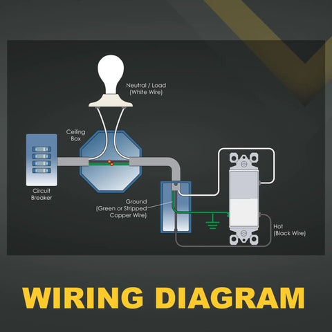 Wiring diagram for 3-Way Decorator Paddle Light Switch With Dual Location Control, 15A 120 277V, On Off Rocker, White, Modern Sleek Wall Switch For Staircases, Hallways And Living Rooms.
