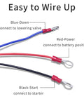 Three wires labeled for 3 Wire Dump Trailer Remote Control Switch 12V For Single Acting Hydraulic Pumps Power Units.