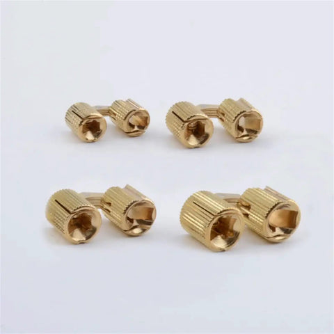 Two Pack Copper Barrel Hidden Cabinet Hinges For Concealed Doors And Furniture Cylindrical Brass Hinge Set