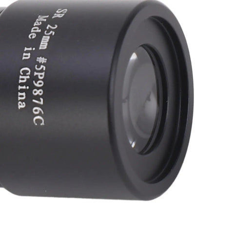 Close-up of a 25mm Telescope Eyepiece With 0.965 Inch Fit HD Optical Glass Green Coated Lens for crisp viewing, showing lens details.