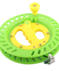 Heavy Duty Fishing Kite Line Spool 22cm ABS Plastic Winding Reel Holder in bright green and yellow for outdoor use.