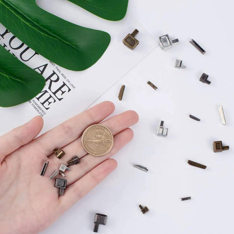 24 Piece Metal Zipper Latch Slider Retainer Kit In Three Colors With Size 3 5 8 10 Insertion Pins Zipper Bottom Stopper