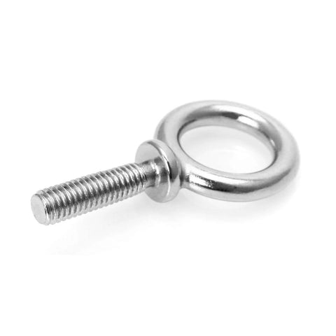 Marine Grade Eyebolts 316 Stainless Steel 3/8-16 UNC Shoulder Eyebolts, single bolt, side view, 1-1/4-Inch eye, heavy duty.