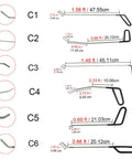 Diagram showing sizes of Professional Paintless Dent Repair Rods Tool Kit 21 Piece Stainless Steel Auto Body Dent Tools