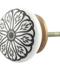 100 Piece Black Ceramic Daisy Drawer Knob Set With Floral Cabinet Pulls For Kitchen Bedroom Doors No Sweat Hardware Swap Sweet Home Refresh Solid Choice close-up of black floral ceramic knob with metal screw